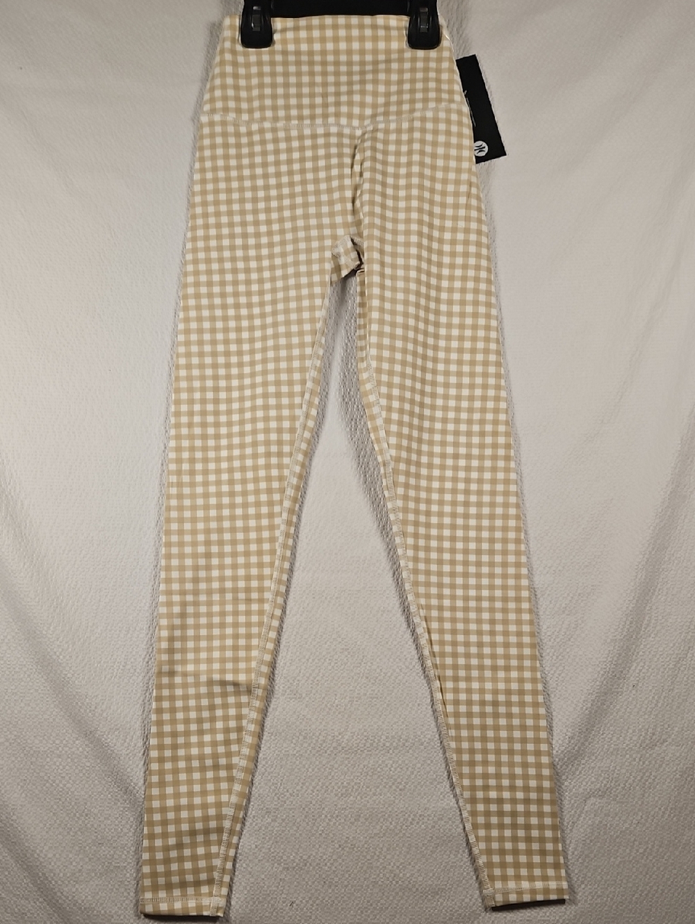 Astoria Luxe Balance Full Length Legging In Beige Gingham